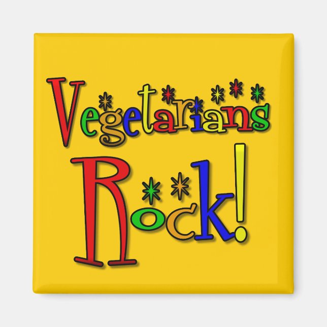 Íman Vegetarianos Rock (estilo retrô) (Frente)