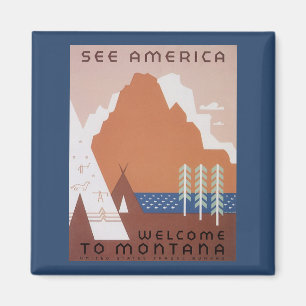 Íman Veja América Bem-vindo a Montana, Viagens vintage