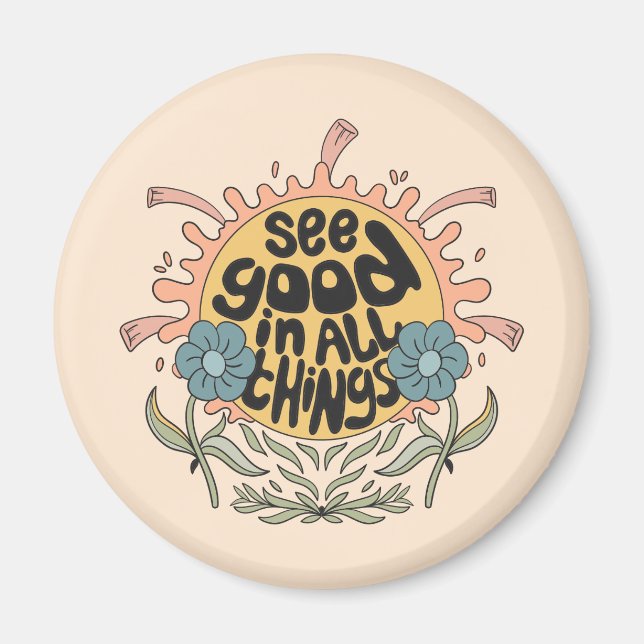 Íman Veja Bom em todas as coisas, Hippie Graphic (Frente)