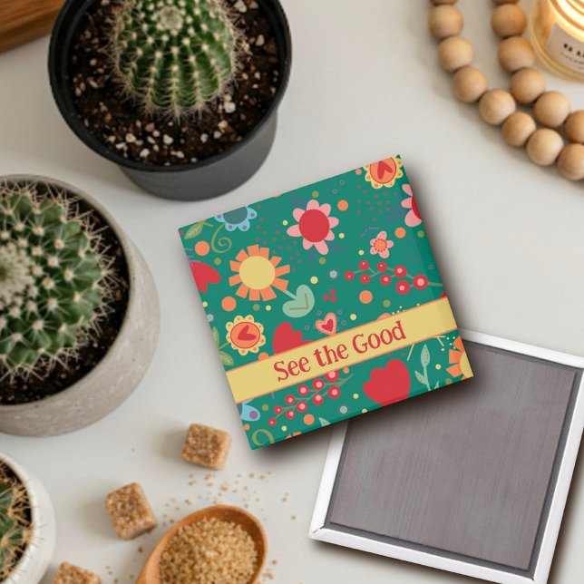 Íman Veja o Bom Magnet Floral de Inspirividade Personal (Criador carregado)