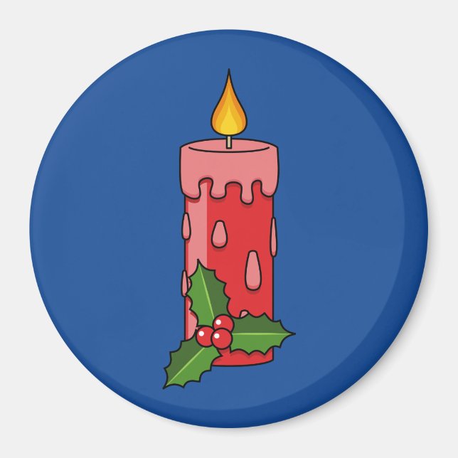 Íman Vela do Pilar Vermelho Natal com Holly (Frente)