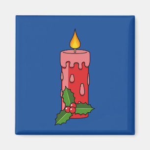 Íman Vela do Pilar Vermelho Natal com Holly