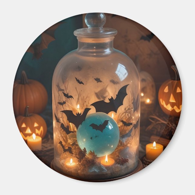 Íman Velas de abóboras de Halloween Cute Spooky Arte Fe (Frente)
