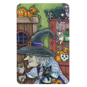 ÍMAN VELHA BRUXA CASA FELIZ, MUITOS GATOS & CORUJA HALL