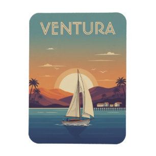 Íman Velho barco à vela na Costa Dourada de Ventura Cal