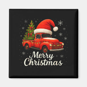 Íman Velho Caminhão Vermelho Santa Chapéu Xmas Árvore F