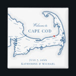 Íman Vencedor de Casamento de Destino de Borda Oceânica<br><div class="desc">Encomendamento rápido e fácil! Esses ímãs do mapa do Cabo Cod fazem favores de casamento do Ocean Edge Resort para incluir na sua bolsas de boas-vindas de casamento no destino de Brewster Cape Cod. Mova o coração clicando em "Editar usando a ferramenta design" em "Personalizar". Perfeito para todos os locais...</div>