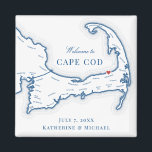 Íman Vencedor de Casamento de Destino de Borda Oceânica<br><div class="desc">Encomendamento rápido e fácil! Esses ímãs do mapa do Cabo Cod fazem favores de casamento do Ocean Edge Resort para incluir na sua bolsas de boas-vindas de casamento no destino de Brewster Cape Cod. Mova o coração clicando em "Editar usando a ferramenta design" em "Personalizar". Perfeito para todos os locais...</div>