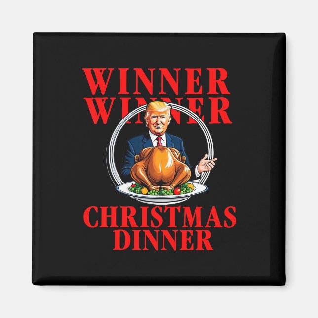 Íman Vencedor Vencedor Jantar de Natal Engraçado Trump  (Frente)