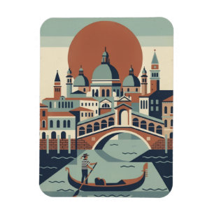 Íman Veneza Retro Itália Viagem Tradicional Gôndola Can