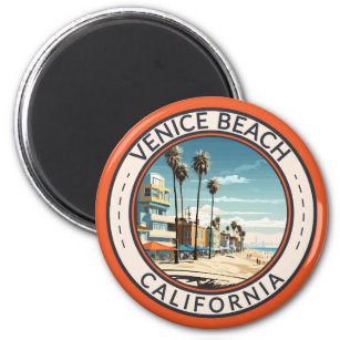 Íman Venice Beach California Boardwalk Viagem Art Retro