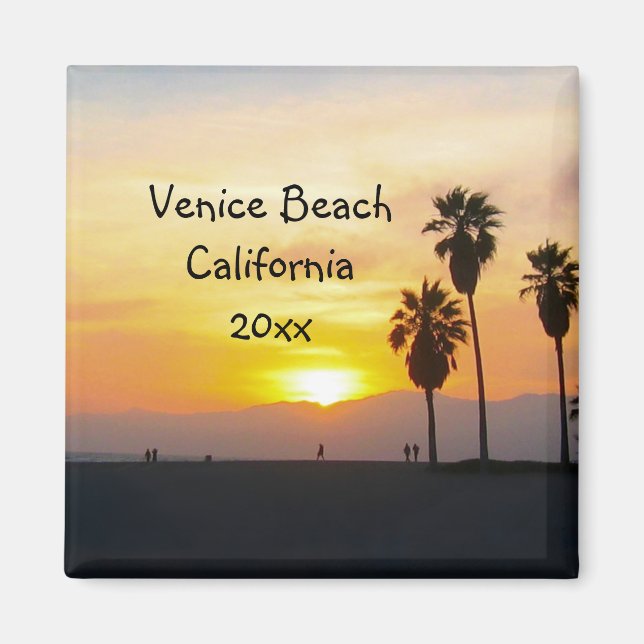 Íman Venice Beach California Sunset Souvenir Magnet (Frente)