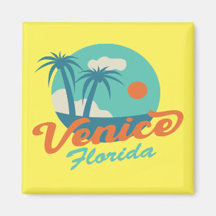 Íman Venice Florida Estilo Retro Palm Trees e Praia