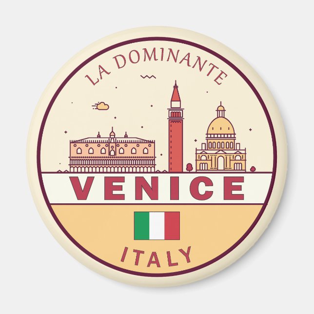 Íman Venice Itália Cidade Skyline Emblem (Frente)