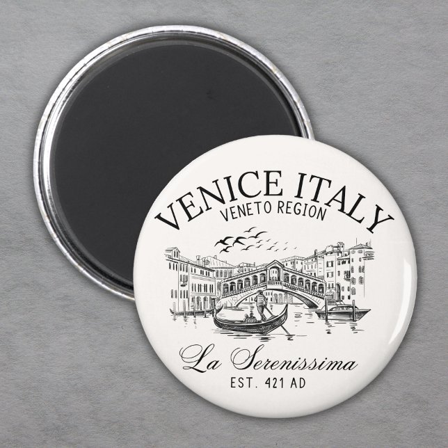 Íman Venice Italy Vintage Old Landscape (Criador carregado)