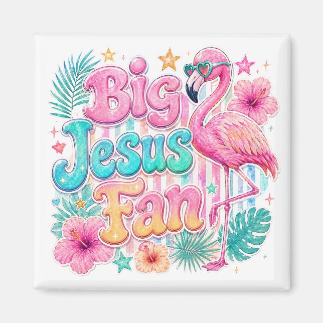 Íman Ventoínha de Jesus com ímã de Flamingo (Frente)