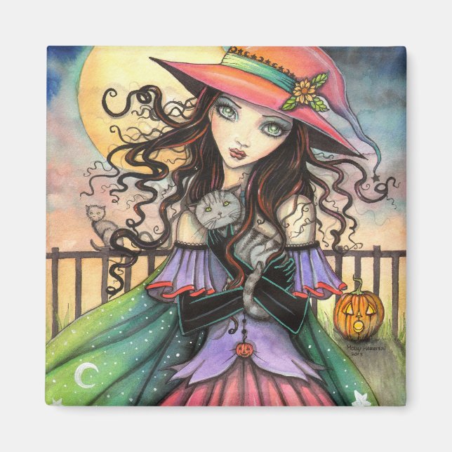 Íman Ventos da Arte Fantástica da Bruxa do Halloween (Frente)