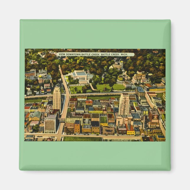 Íman Ver Centro BattCreek, Michigan Vintage (Frente)