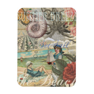 Íman verão praia vintage polvo antiguidades navegação