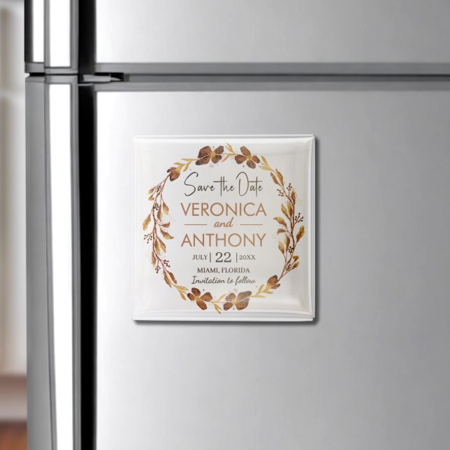 Íman Verão Simples | Casamento Floral De Queda Salvar A (Keep your wedding date top of mind with this fall-themed save the date magnet—easy to display!)