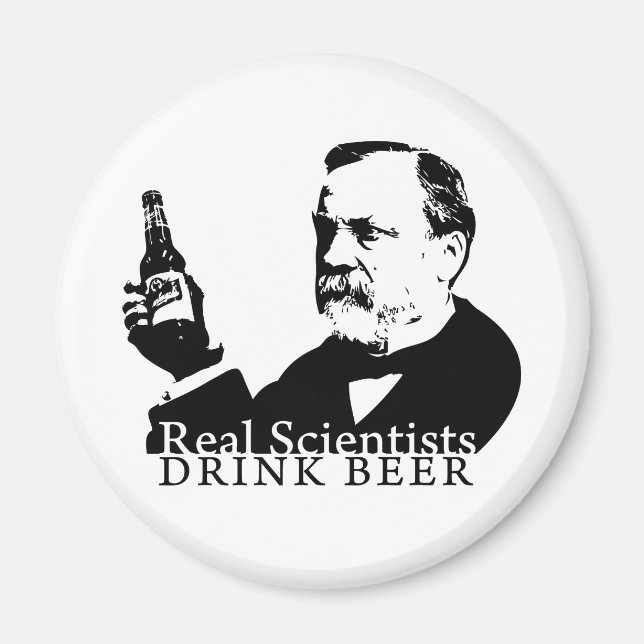 Íman Verdadeiros Cientistas Bebem Cerveja - Magnet (Frente)