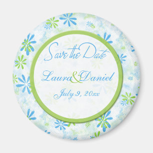 Íman Verde limão e Imã salve a data Floral Azul