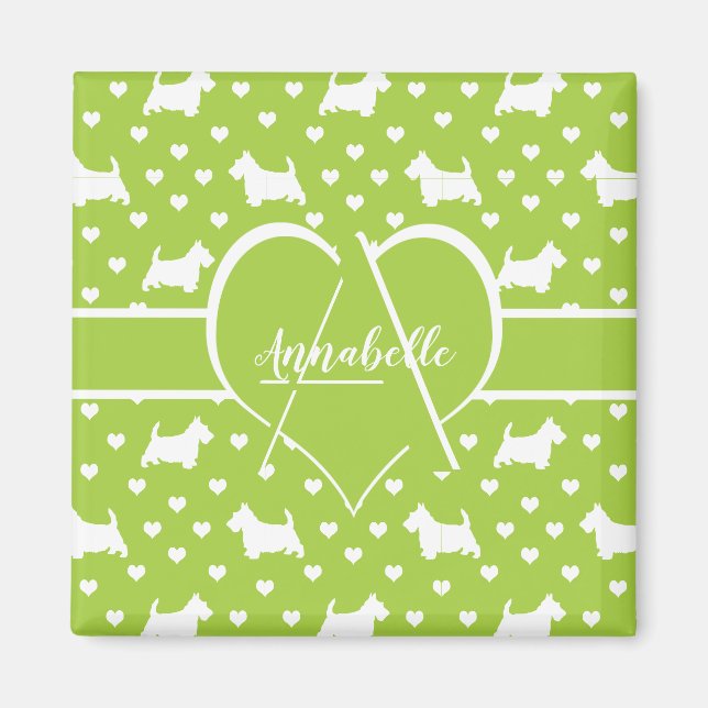 Íman Verde limão escocês-escocês (Scottie Dogs) (Frente)