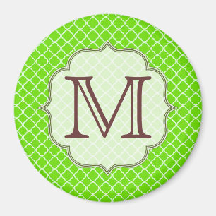 Íman verde limão Triterfoil Monograma Magnético Inici