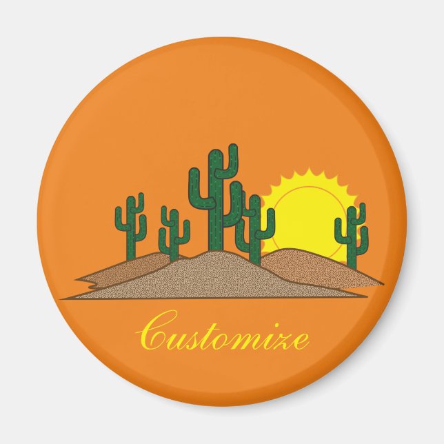 Íman Verde Saguaro Cactus Desert Sunrise Thunder_Cove (Frente)