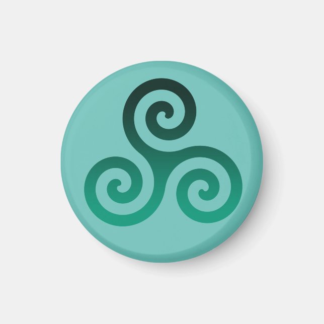 Íman Verde Triskele Símbolo Celta Antigo Mint (Frente)