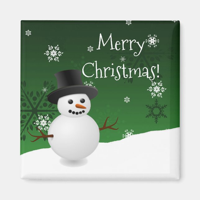 Íman Verdes Snowman Winter Scenery Christmas Magnet (Frente)