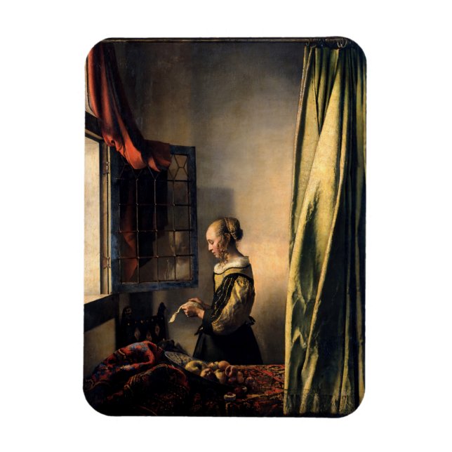 Íman Vermeer - Rapariga lendo uma carta em uma janela a (Vertical)