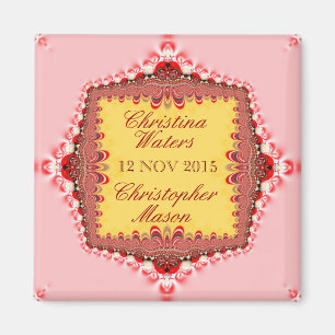 Íman Vermelho Amarelo Cor-de-rosa Satin+Casamento de re