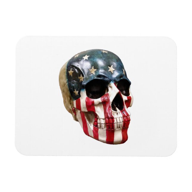 Íman Vermelho Branco e Azul Caveira em um ímã (Horizontal)