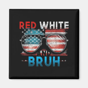 Íman Vermelho Branco E Bruh 4 De Julho Engraçado Améric