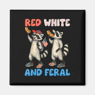 Íman Vermelho Branco E Feral Engraçado Fofinho Guaxinim