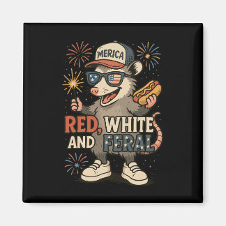 Íman Vermelho Branco E Fogo De Artifício Feral Gambá 4 