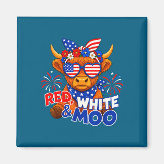 Íman Vermelho branco e moo engraçado patriótico vaca hi