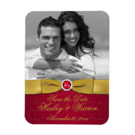 Íman Vermelho, Dourado Floral Salve o Magneta de Fotogr