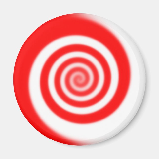 Íman Vermelho e Branco Pepperminto Candy Swirl (Frente)