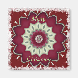 Íman Vermelho e Dourado Claro Floral Estrela Caleidoscó