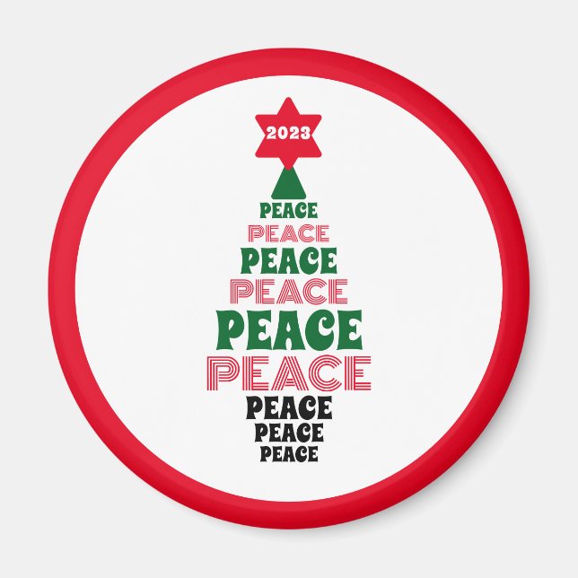 Íman Vermelho e Verde, Árvore de Natal de Paz, branca (Frente)