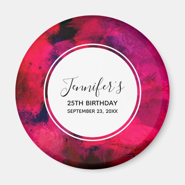 Íman Vermelho Escuro e Roxo Negrito Moderno Abstrato An (Frente)