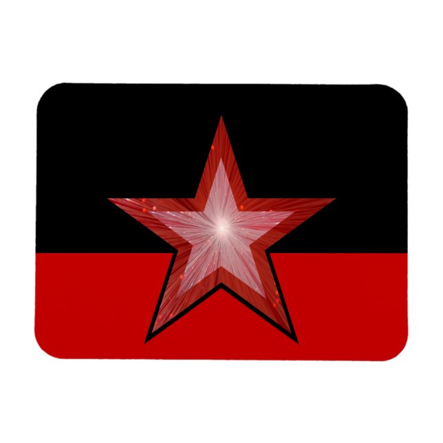 Íman Vermelho - estrela flexível - ímã - preto (Horizontal)