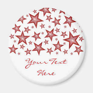 Íman Vermelho Estrelas 'Seu Texto' Branco imã de gelade