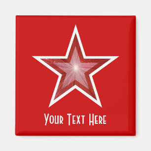 Íman Vermelho Fridge 'Seu Texto' magnet quadrado vermel