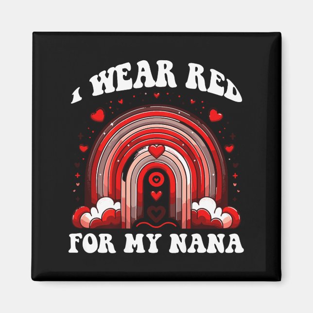 Íman Vermelho Retro Nana Coração Doença Conscientização (Frente)