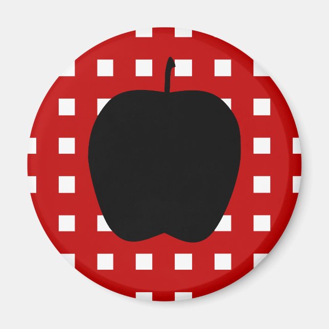 Íman Vermelho Verificado com Silhueta Apple (Frente)