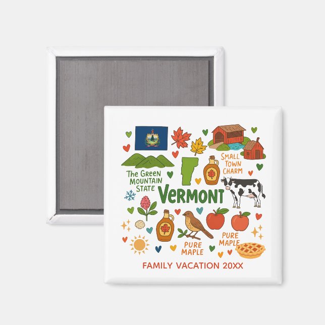 Íman Vermont Family Vacation Keepsake Custom Magnet (Front/Back)