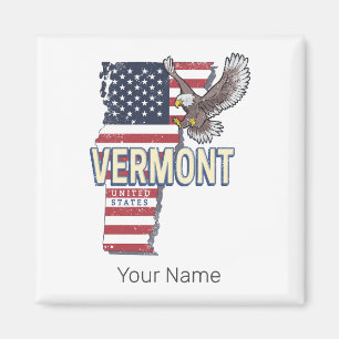 Íman Vermont United States Retro State Map Vintage EUA